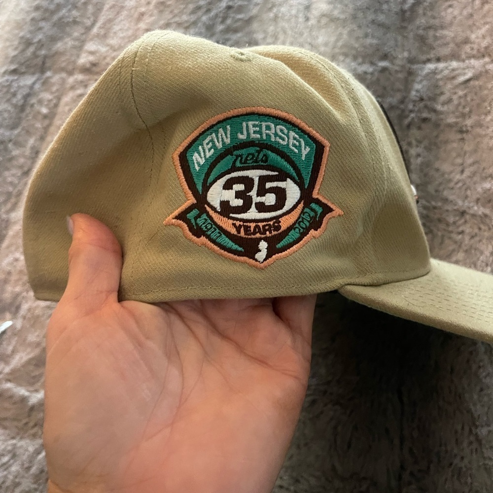 Men's New Jersey Nets Mitchell & Ness Khaki 35th Anniversary Hardwood Classics - Picture 4 of 10